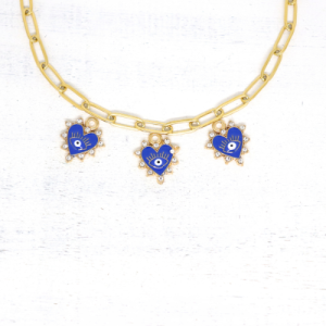 Evil Eye szív alakú strasszköves charmok