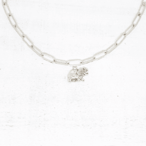 Elefánt ezüszszínű antikolt charm