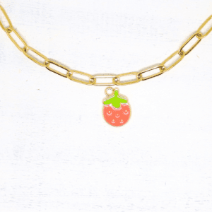 Szamóca zománcos charmok