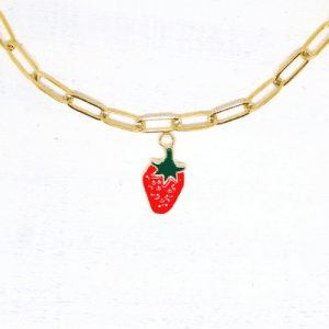 Szamóca zománcos charmok