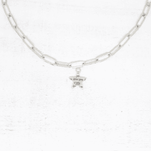 Csillag “I love you” feliratokkal ezüstszínű antikolt charm