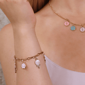 Rózsaszín-türkizkék cuki karkötő