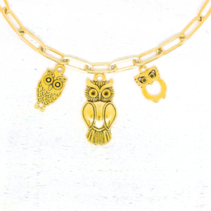 Bagoly aranyszínű antikolt charmok