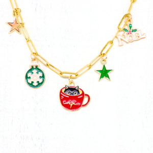 Aranyszínű charm nyaklánc adventi készölődéshez