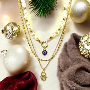 Nyaklánc összeállítás - spirituális 3 láncos aranyszínű