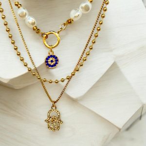 Nyaklánc összeállítás - spirituális 3 láncos aranyszínű