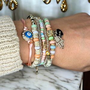 Boho gyöngy karkötő szett spirituális charmokkal - Charmshop Budapest