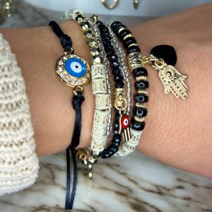 Boho gyöngy karkötő szett spirituális charmokkal - Charmshop Budapest