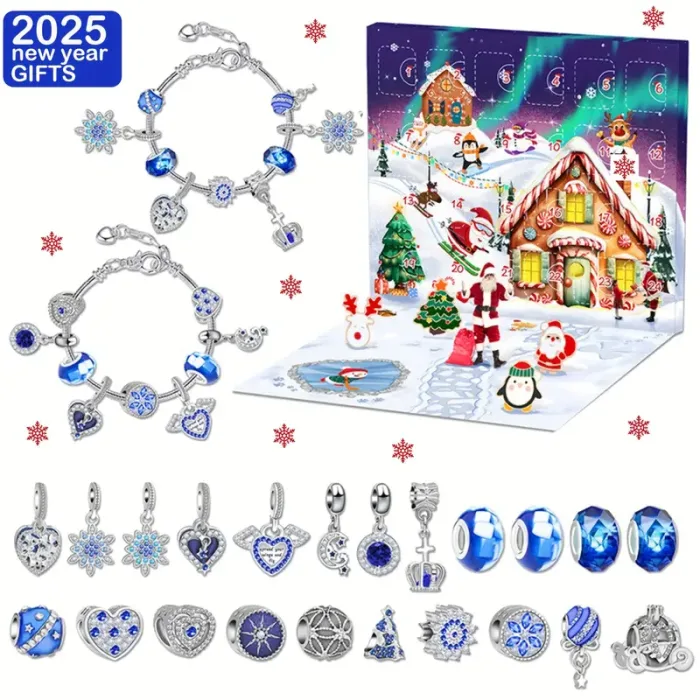 Adventi kalendárium ezüstszínű charm karkötőkkel