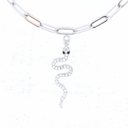 Kígyó strasszokkal ezüstszínű charm 8 Kígyó strasszokkal ezüstszínű charm