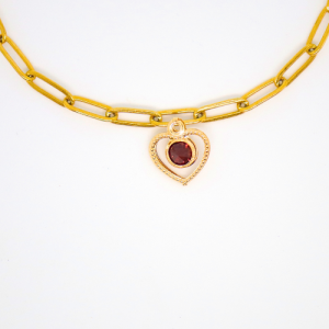 Szív színes strasszokkal aranyszínű charmok