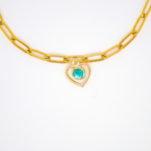 Szív színes strasszokkal aranyszínű charmok