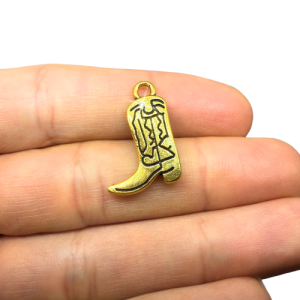 Cowboy csizma aranyszínű antikolt charm