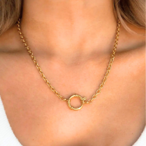 18k aranyozott charm nyaklánc spring csattal