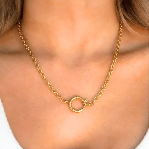 Charm nyaklánc lánc spring csattal - 18k aranyozott 8 18k aranyozott charm nyaklánc spring csattal