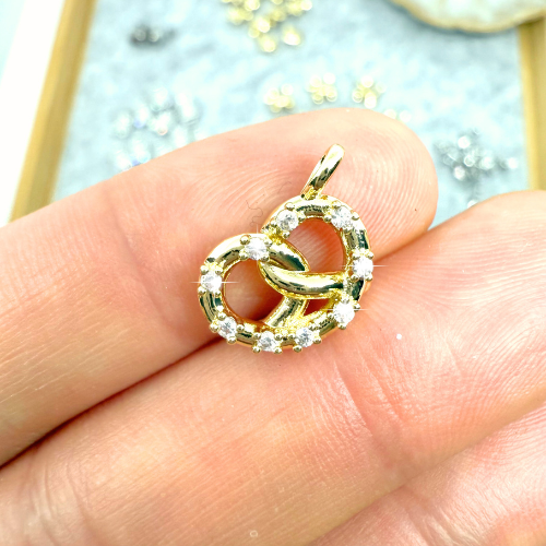 Perec aranyszínű charm cirkónia kövekkel - 14k aranyozott 7 11